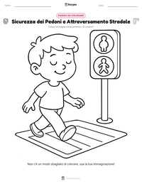 Pagina da colorare di Sicurezza dei Pedoni e Attraversamento Stradale per bambini