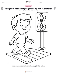 Veiligheid voor voetgangers en bij het oversteken afdrukbare werkblad voorbeeld