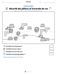 Aperçu de la feuille de travail imprimable Sécurité des piétons et traversée de rue