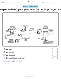 Podgląd drukowalnego arkusza ćwiczeń Bezpieczeństwo pieszych i przechodzenia przez jezdnię