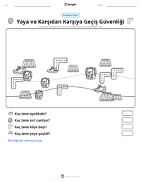 Yaya ve Karşıdan Karşıya Geçiş Güvenliği yazdırılabilir çalışma sayfası önizlemesi