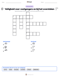 Veiligheid voor voetgangers en bij het oversteken afdrukbare werkblad voorbeeld