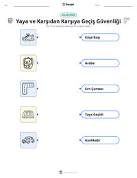 Yaya ve Karşıdan Karşıya Geçiş Güvenliği yazdırılabilir çalışma sayfası önizlemesi