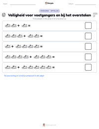Veiligheid voor voetgangers en bij het oversteken afdrukbare werkblad voorbeeld