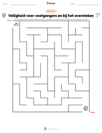 Veiligheid voor voetgangers en bij het oversteken afdrukbare werkblad voorbeeld
