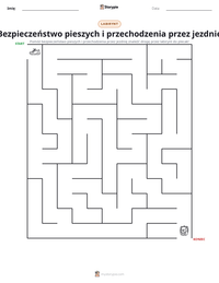 Podgląd drukowalnego arkusza ćwiczeń Bezpieczeństwo pieszych i przechodzenia przez jezdnię
