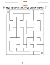 Yaya ve Karşıdan Karşıya Geçiş Güvenliği yazdırılabilir çalışma sayfası önizlemesi