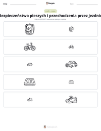 Podgląd drukowalnego arkusza ćwiczeń Bezpieczeństwo pieszych i przechodzenia przez jezdnię