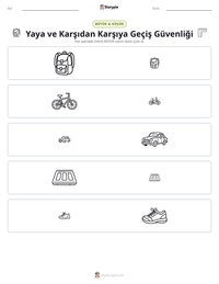Yaya ve Karşıdan Karşıya Geçiş Güvenliği yazdırılabilir çalışma sayfası önizlemesi