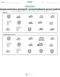 Podgląd drukowalnego arkusza ćwiczeń Bezpieczeństwo pieszych i przechodzenia przez jezdnię