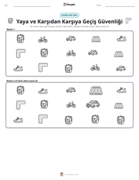 Yaya ve Karşıdan Karşıya Geçiş Güvenliği yazdırılabilir çalışma sayfası önizlemesi