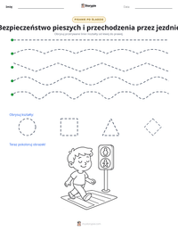 Podgląd drukowalnego arkusza ćwiczeń Bezpieczeństwo pieszych i przechodzenia przez jezdnię