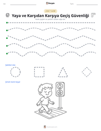 Yaya ve Karşıdan Karşıya Geçiş Güvenliği yazdırılabilir çalışma sayfası önizlemesi