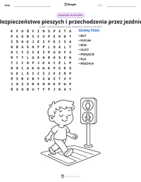 Podgląd drukowalnego arkusza ćwiczeń Bezpieczeństwo pieszych i przechodzenia przez jezdnię