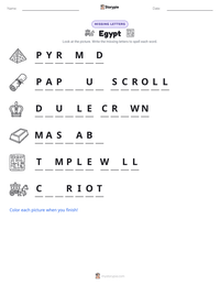 Egypt printable worksheet preview