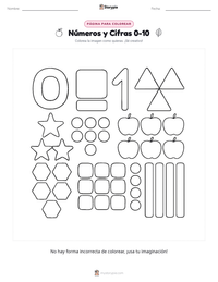 Página para colorear de Números y Cifras 0-10 para niños