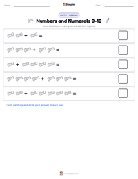 Numbers and Numerals 0-10 printable worksheet preview