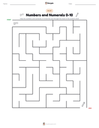 Numbers and Numerals 0-10 printable worksheet preview