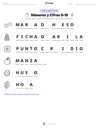 Vista previa de la hoja de trabajo imprimible de Números y Cifras 0-10
