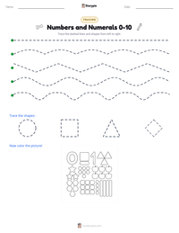 Numbers and Numerals 0-10 printable worksheet preview