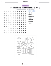 Numbers and Numerals 0-10 printable worksheet preview