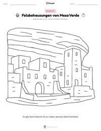 Felsbehausungen von Mesa Verde druckbare Arbeitsblatt Vorschau