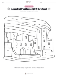 Ancestral Puebloans (Cliff Dwellers) coloring page for kids