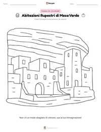 Pagina da colorare di Abitazioni Rupestri di Mesa Verde per bambini