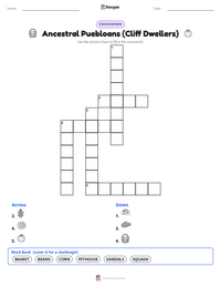 Ancestral Puebloans (Cliff Dwellers) printable worksheet preview