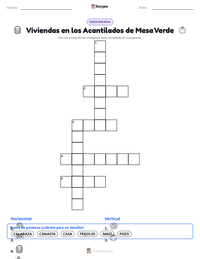 Vista previa de la hoja de trabajo imprimible de Viviendas en los Acantilados de Mesa Verde