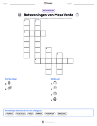 Rotswoningen van Mesa Verde afdrukbare werkblad voorbeeld