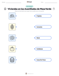 Hoja de trabajo imprimible de Viviendas en los Acantilados de Mesa Verde para niños
