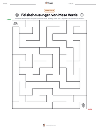 Felsbehausungen von Mesa Verde druckbare Arbeitsblatt Vorschau