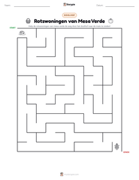 Rotswoningen van Mesa Verde afdrukbare werkblad voorbeeld