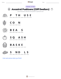 Ancestral Puebloans (Cliff Dwellers) printable worksheet preview