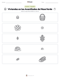 Vista previa de la hoja de trabajo imprimible de Viviendas en los Acantilados de Mesa Verde