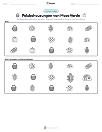 Felsbehausungen von Mesa Verde druckbare Arbeitsblatt Vorschau