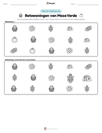 Rotswoningen van Mesa Verde afdrukbare werkblad voorbeeld