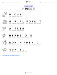 Moose printable worksheet preview