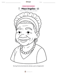 Página para colorear de Maya Angelou para niños