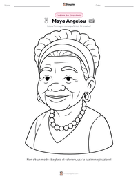 Pagina da colorare di Maya Angelou per bambini