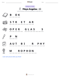 Maya Angelou printable worksheet preview