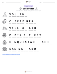 El Salvador printable worksheet preview