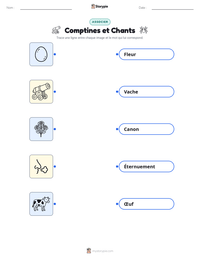 Aperçu de la feuille de travail imprimable Comptines et Chants