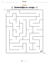 Kinderliedjes en -versjes afdrukbare werkblad voorbeeld