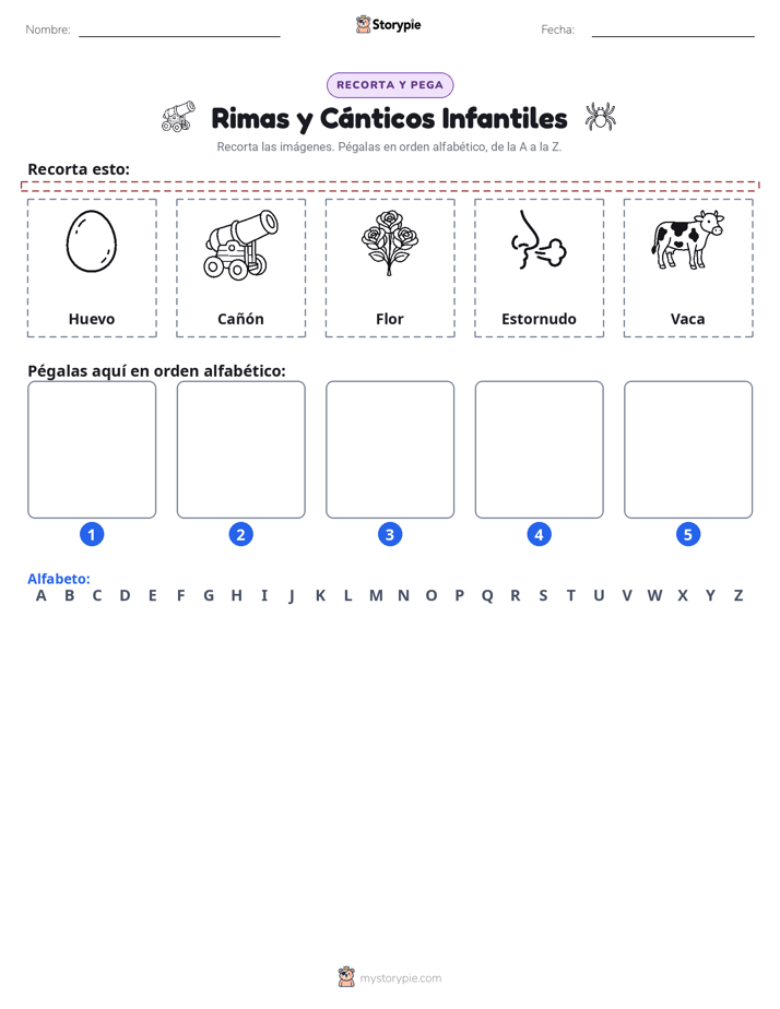 Cortar y Pegar el Alfabeto