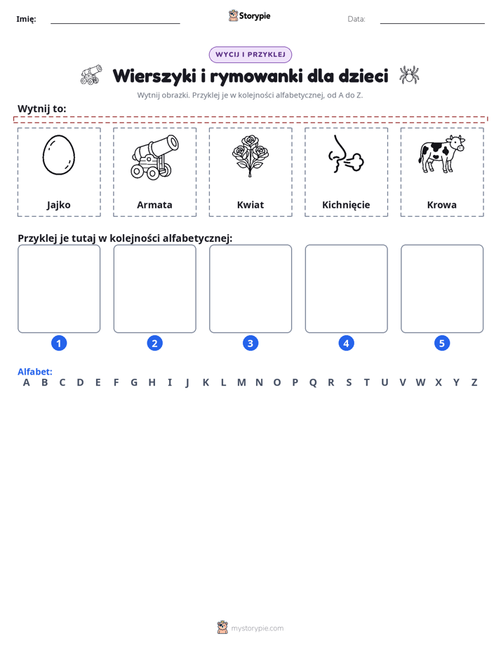 Wytnij i Wklej Alfabet