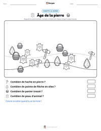 Aperçu de la feuille de travail imprimable Âge de la pierre