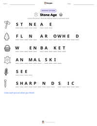 Stone Age printable worksheet preview