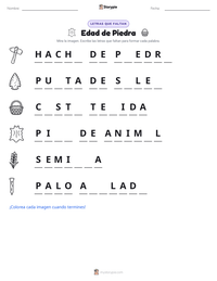 Vista previa de la hoja de trabajo imprimible de Edad de Piedra